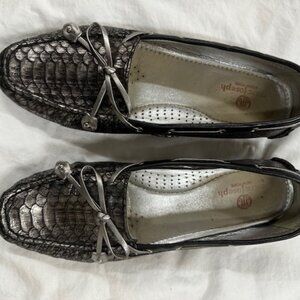 Marc Joseph Cypress Hill Loafers - Metallic Snakeskin Gunmetal - Size 10